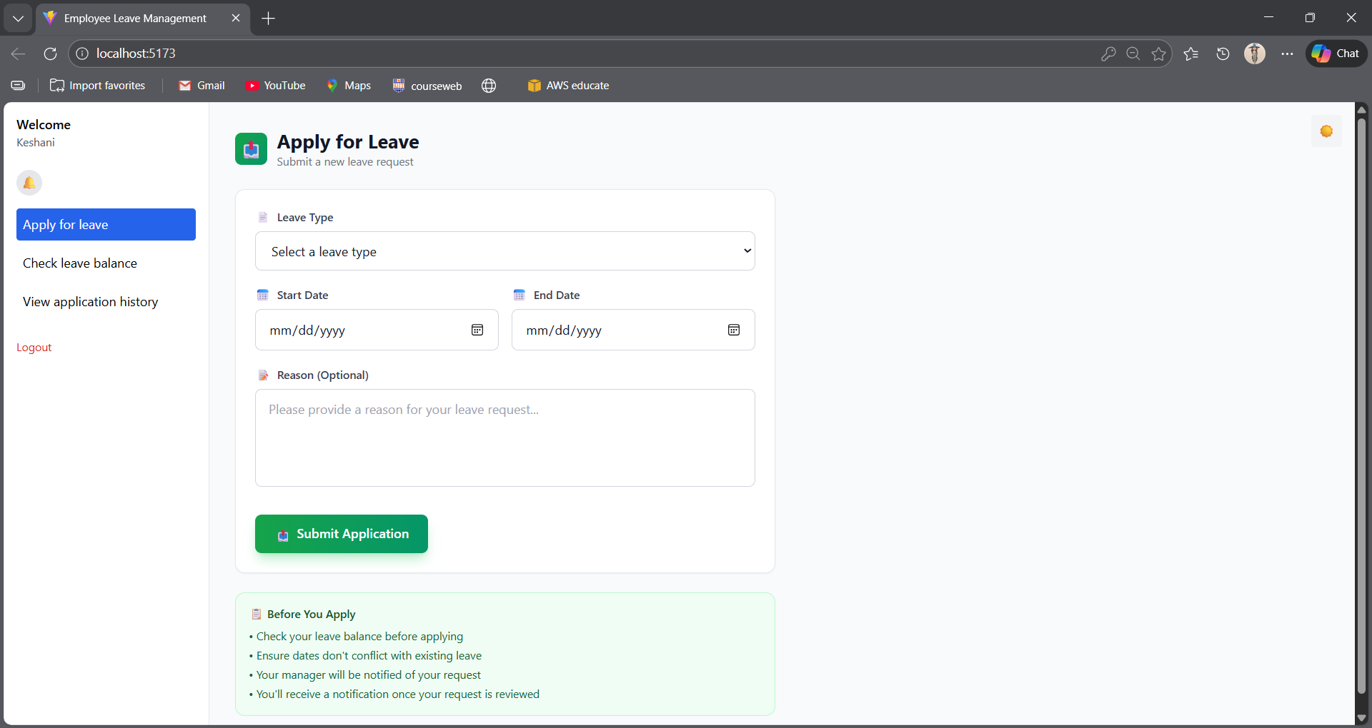 Employee Leave Management System (MERN Stack) 🗂️